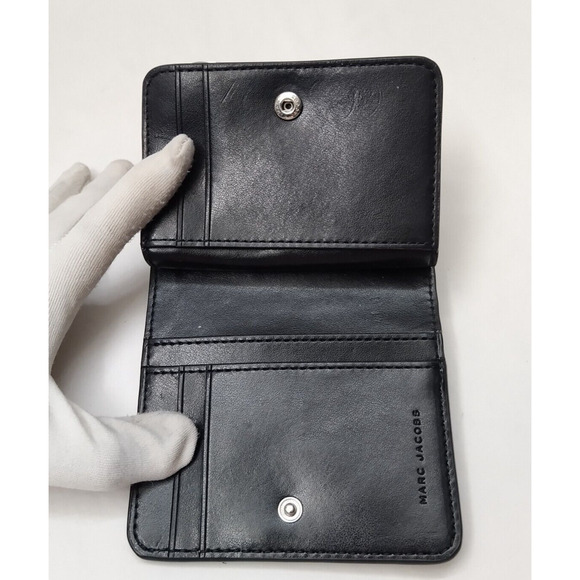 Marc Jacobs Gray Pebbled Leather Zip Around Credit Card Square Wallet - Picture 11 of 13